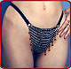 Amira chain mail g-string shown w/ruby red beads