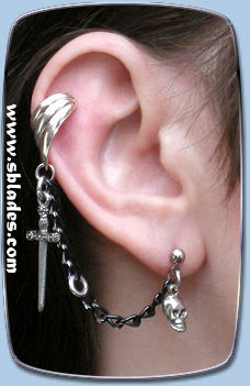 Blade ear cuff earring, Gothic pirate 