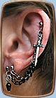 Blade earcuff earring, Double-pierced w/upper-stud black points