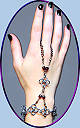 Crystalweave hand flower slave bracelet shown in silver-tone w/amethyst purple beads