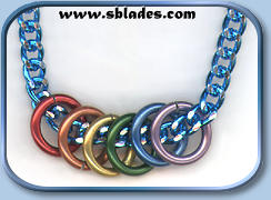 Mini-rings pride necklace w/blue chain