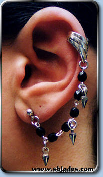 Spike Ear Cuff Earring with single lobe piercing and sterling silver earcuff
